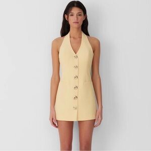 Elegant Yellow Dress with Tie Accent